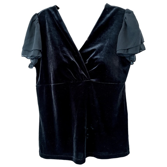 LAUREN Ralph Lauren Black Flutter-Sleeve Cocktail Top sz: Small - Picture 1 of 7